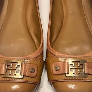 Tory Burch Tan Leather Logo Ballet Flats